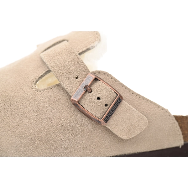 Birkenstock Boston Shearling Coin Suede Beige E14T002N6L