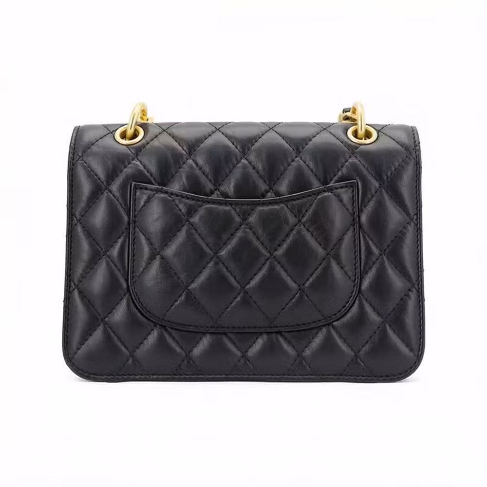 Chanel (CHANEL) Women's Bag 23S Gold Buckle Bean Curd Bag Women's Leather Wearing Chain Diamond Plaid Cowhide Flap Messenger Bag Shoulder Messenger Bag Black AS4051-B10595-94305