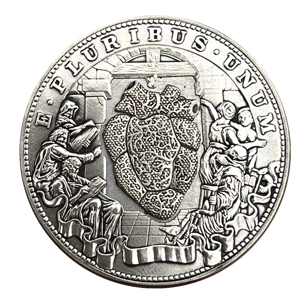 Movable Mechanical Coin Beating Heart Coin Roman Booteen Amazing Art Token Hobo Nickel Morgan Dollar Magic Collectible Creative Gift Handmade Commemorative Coin