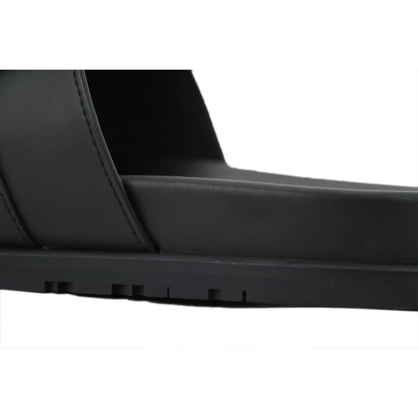 HERMES Solid Black Button Slides