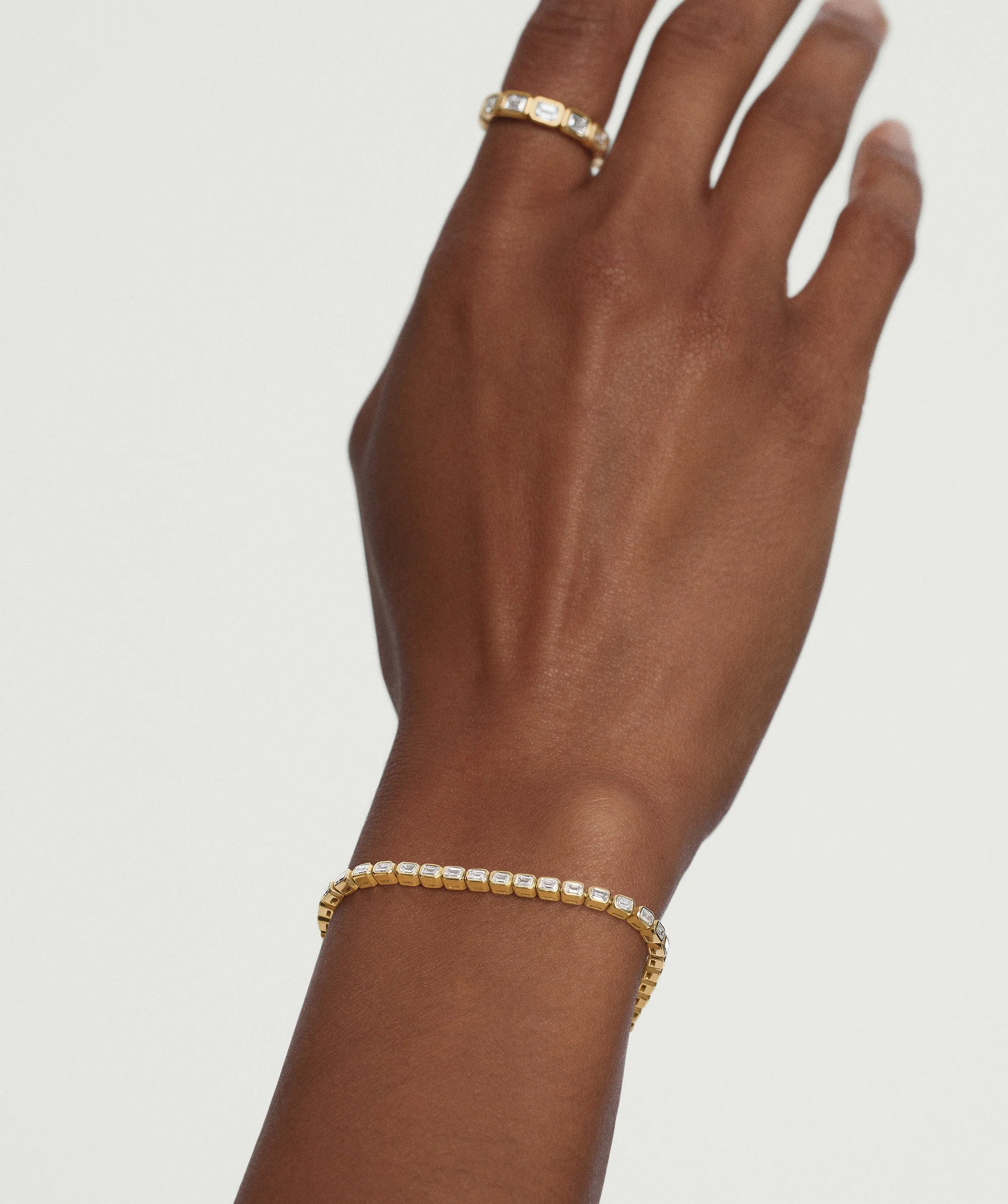 Lab Grown Diamond Emerald Cut Bezel Tennis Bracelet