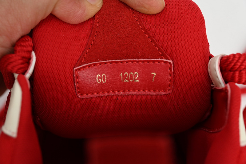 Pkkicks God Batch LOUIS VUITTON Leather lace up Fashionable Board Shoes Red 51BCOLRB