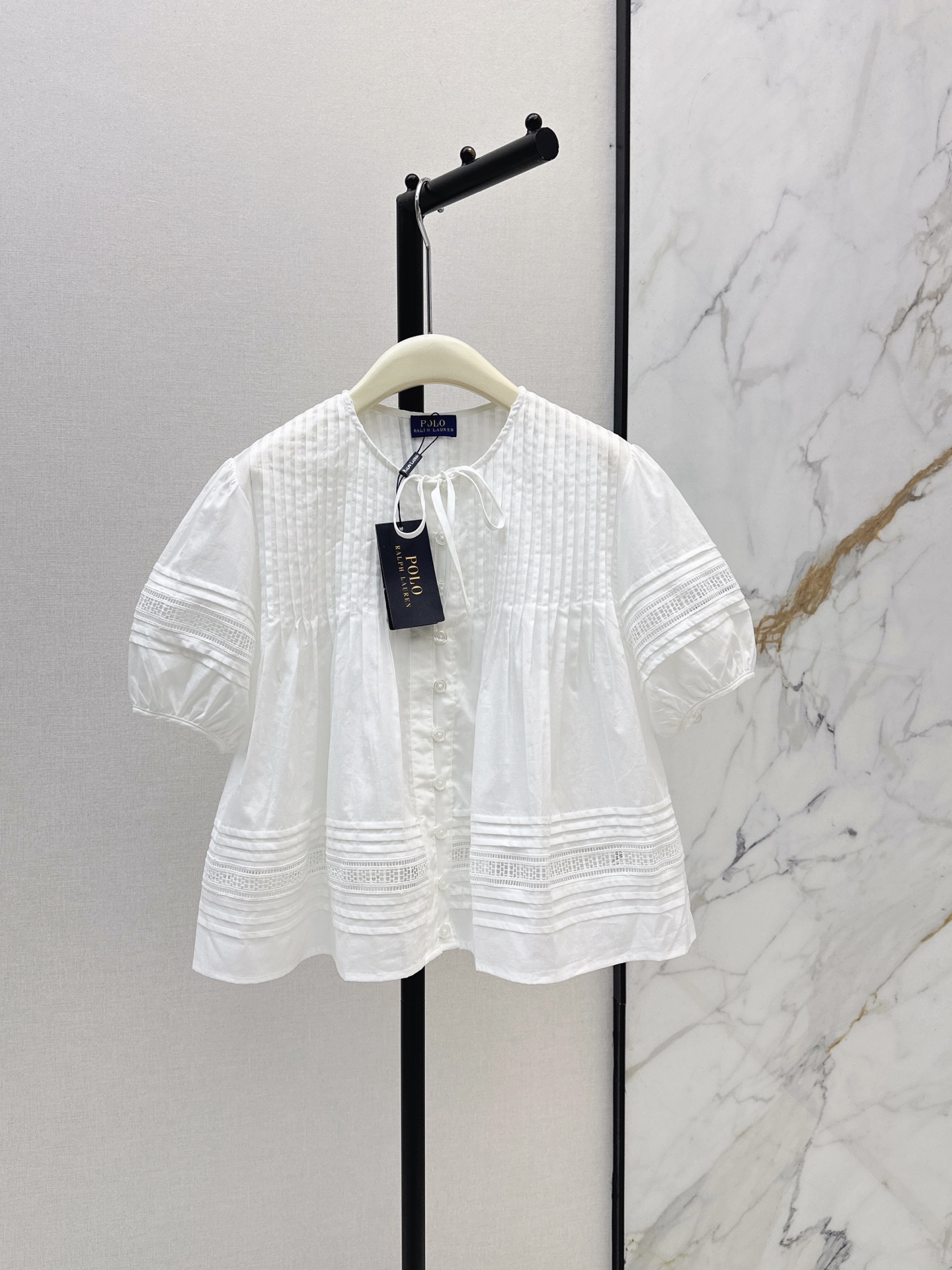 Ral New Hollowed-out lace tulle shirt