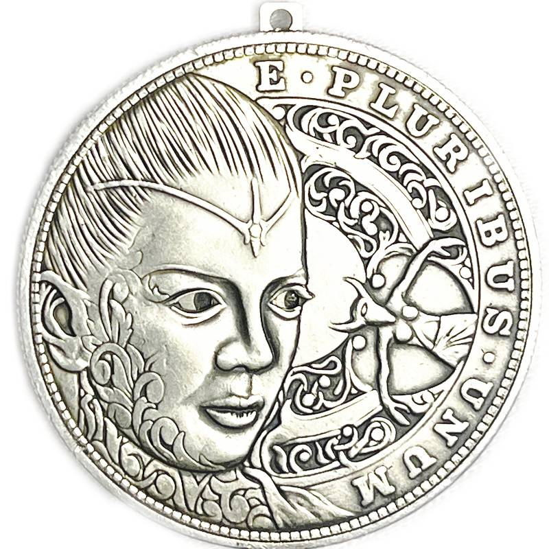 USA Movable Mechanical Coin The Queen's Eyes Moving Amazing Art Roman Booteen Hobo Nickel Morgan Dollar Collectible Creative Gift Handmade Commemoration Coin