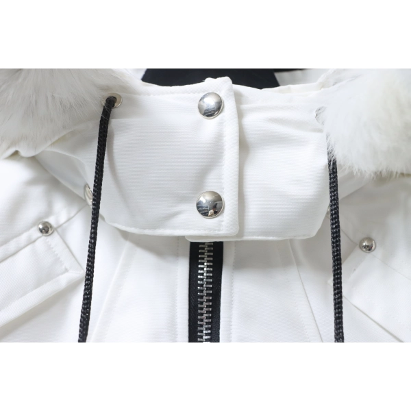 Moose Knuckles Debbie Shearling Bomber Jacket White With A Pom-Pom