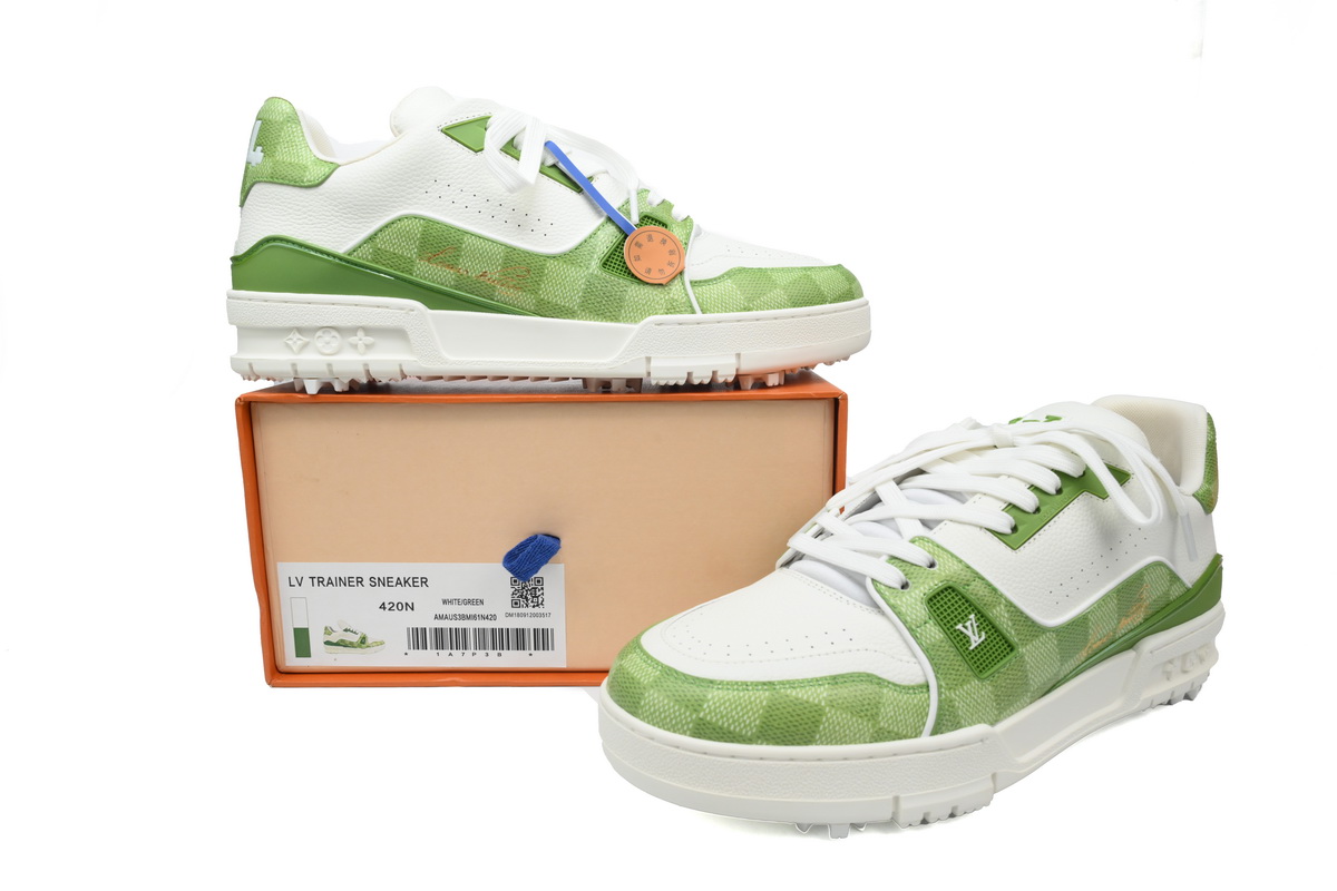 Pkkicks God Batch LOUIS VUITTON Trainer Golf Checkerboard Green