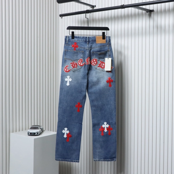 Chrome Hearts Miami Art Basel White Red Cross Patch Jeans