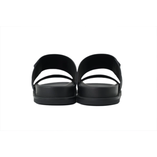 HERMES Solid Black Button Slides