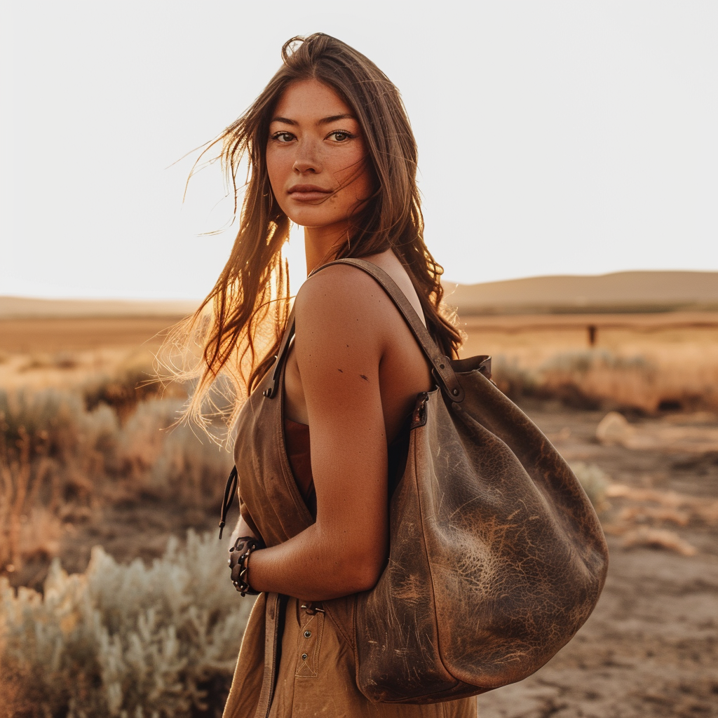 Bohemian Western Distressed Leather Hobo Bag Oversized Full-Grain Leather Shoulder Bag for Women