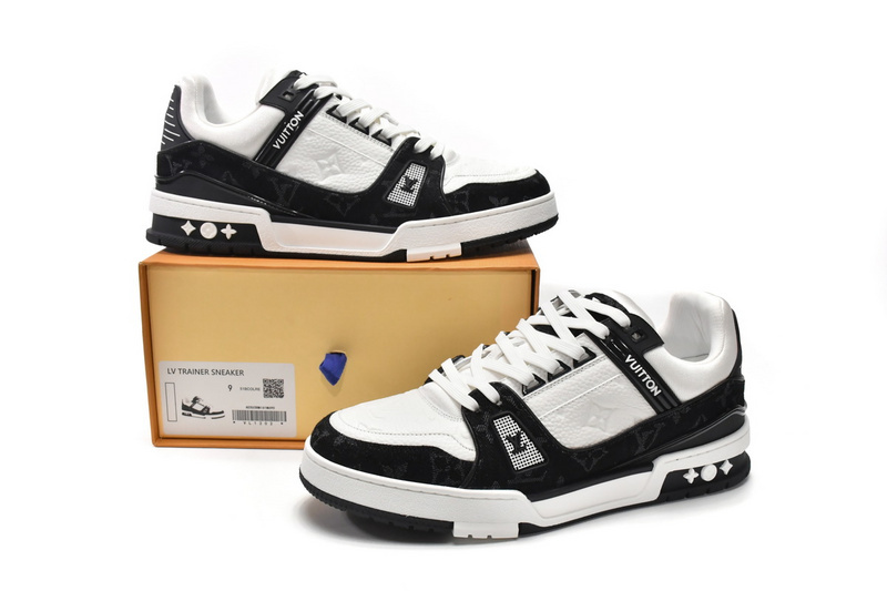 Pkkicks God Batch LOUIS VUITTON Trainer Black And White Cloth Cover VL1202