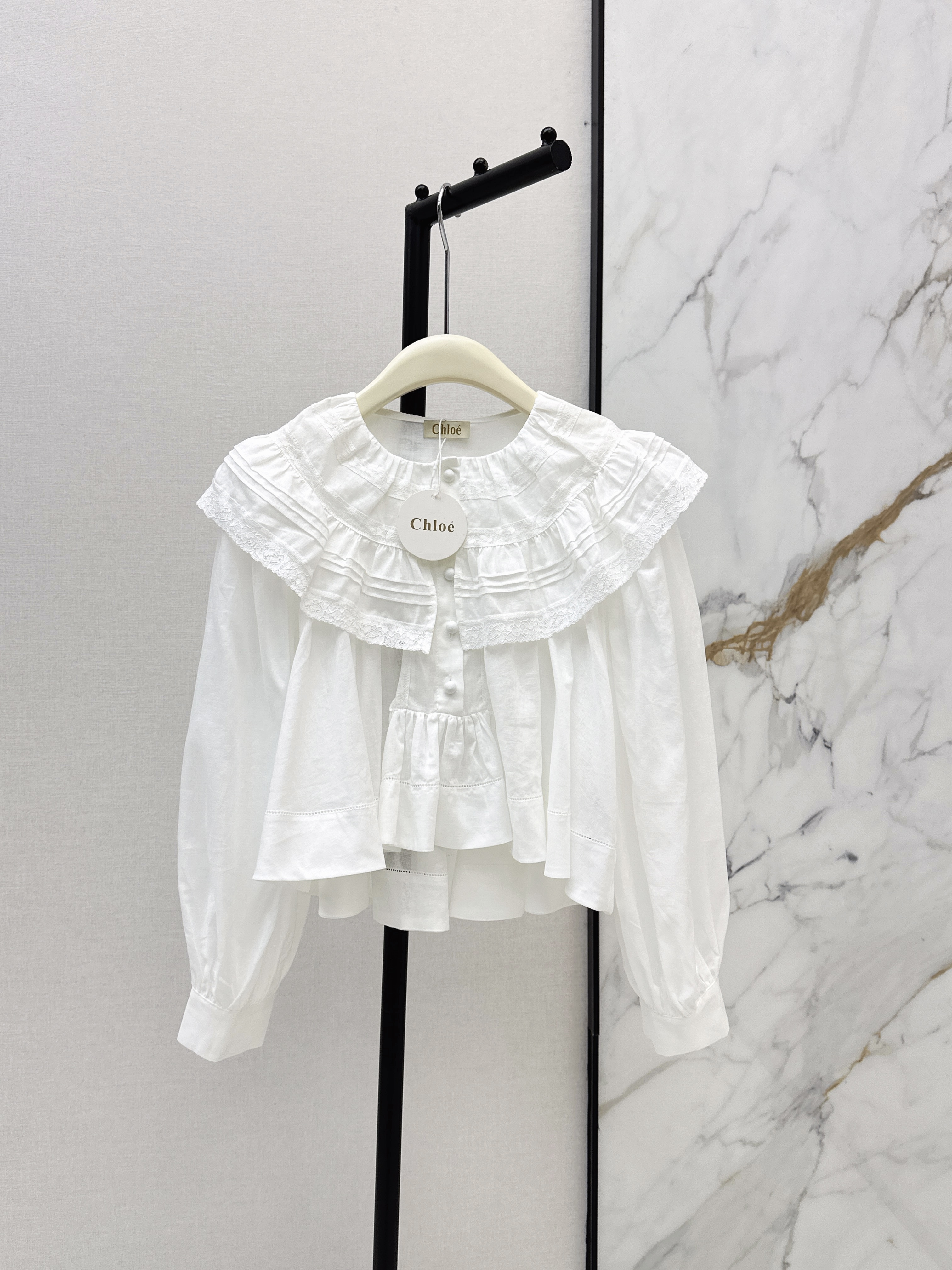 Chol New Lace Ruffle Embroidered Shirt