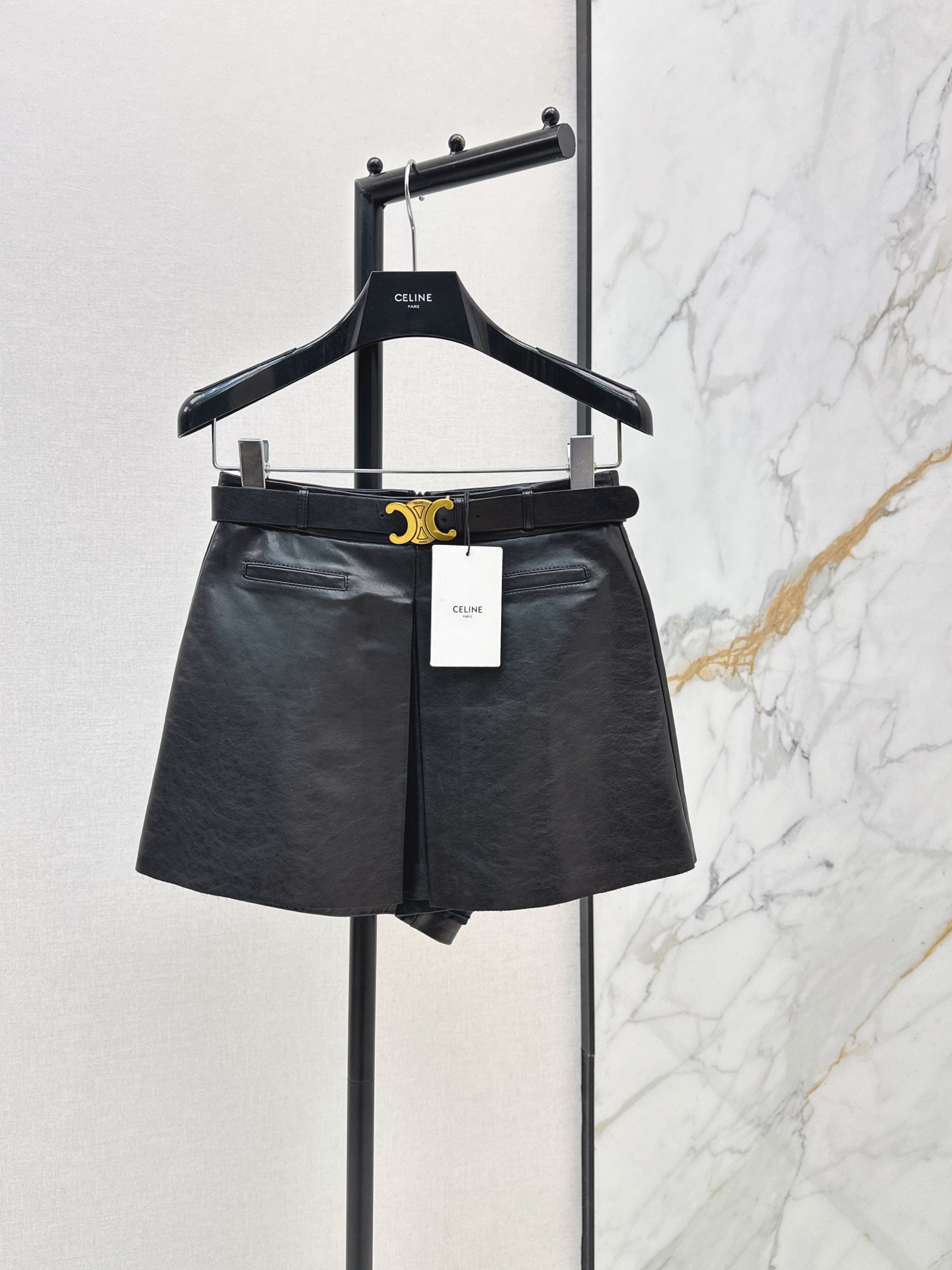 Celi New belted leather skirt