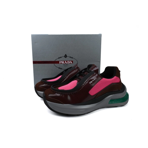 Prada Brushed Leather Black Wine Red