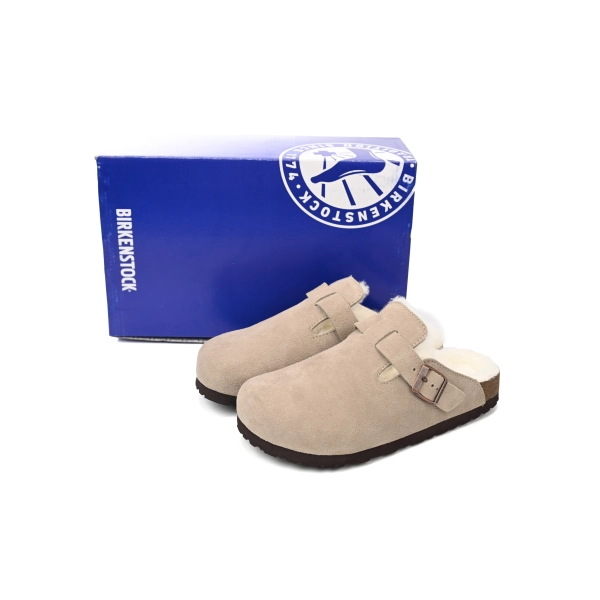 Birkenstock Boston Shearling Coin Suede Beige E14T002N6L