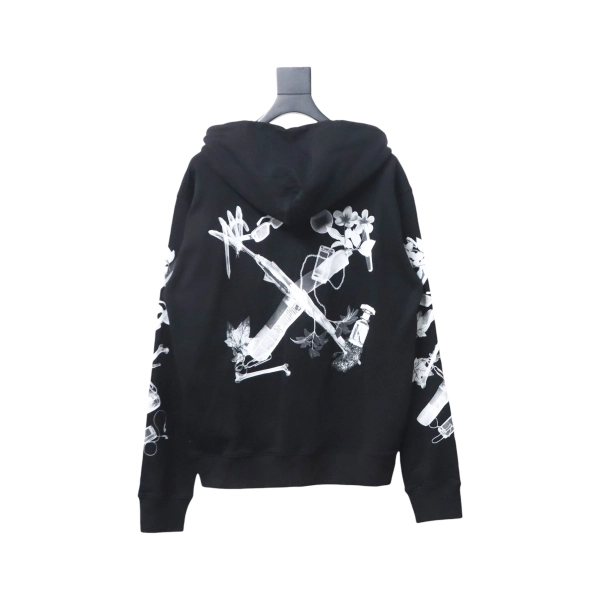 Off-white Ink-splashed arrow twill oil painting graffiti hoodie