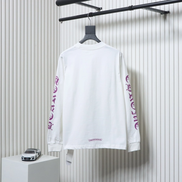 Chrome Hearts Purple Neck Logo Long Sleeve T-Shirt White