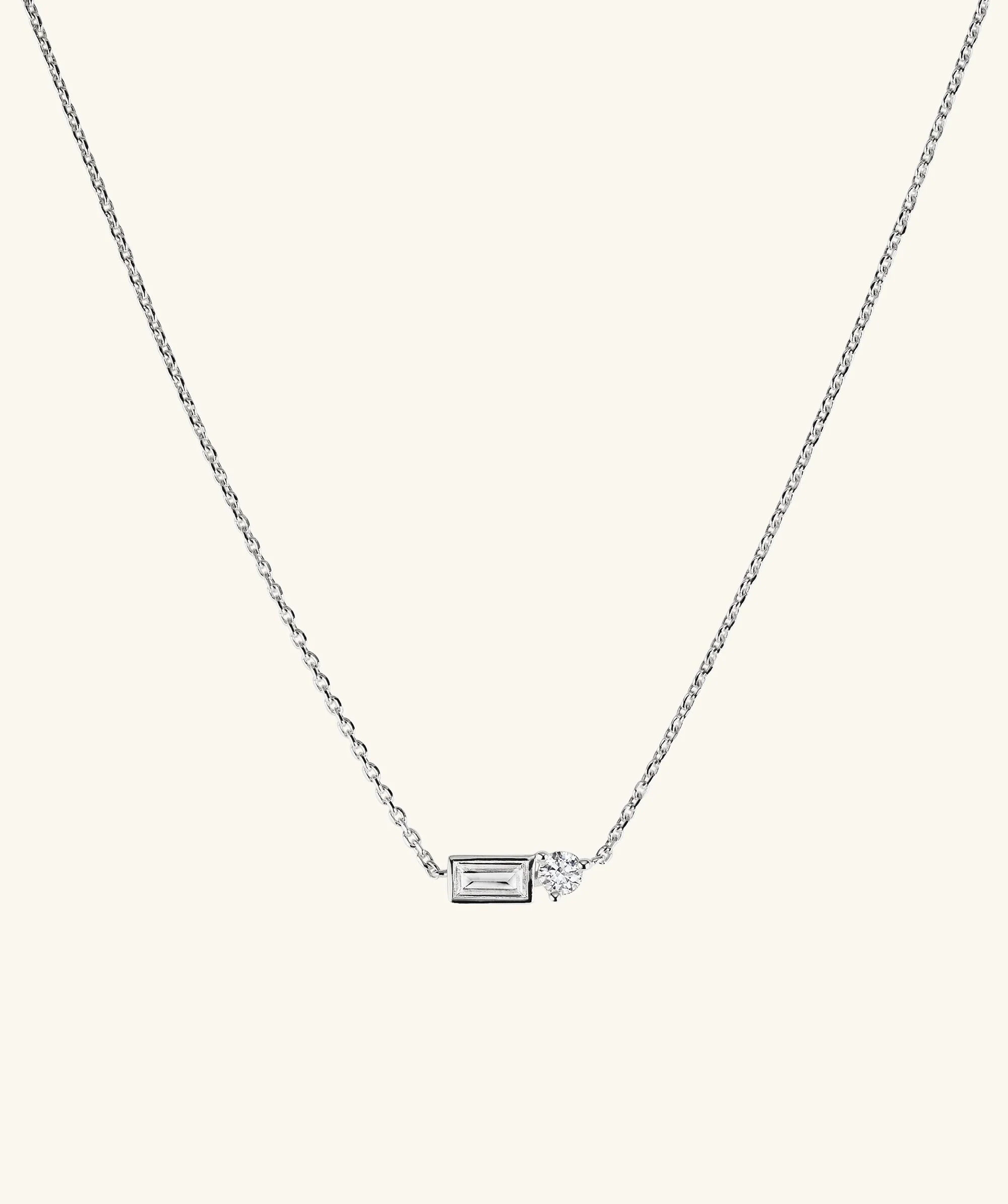 Lab Grown Sapphire Baguette Round Necklace