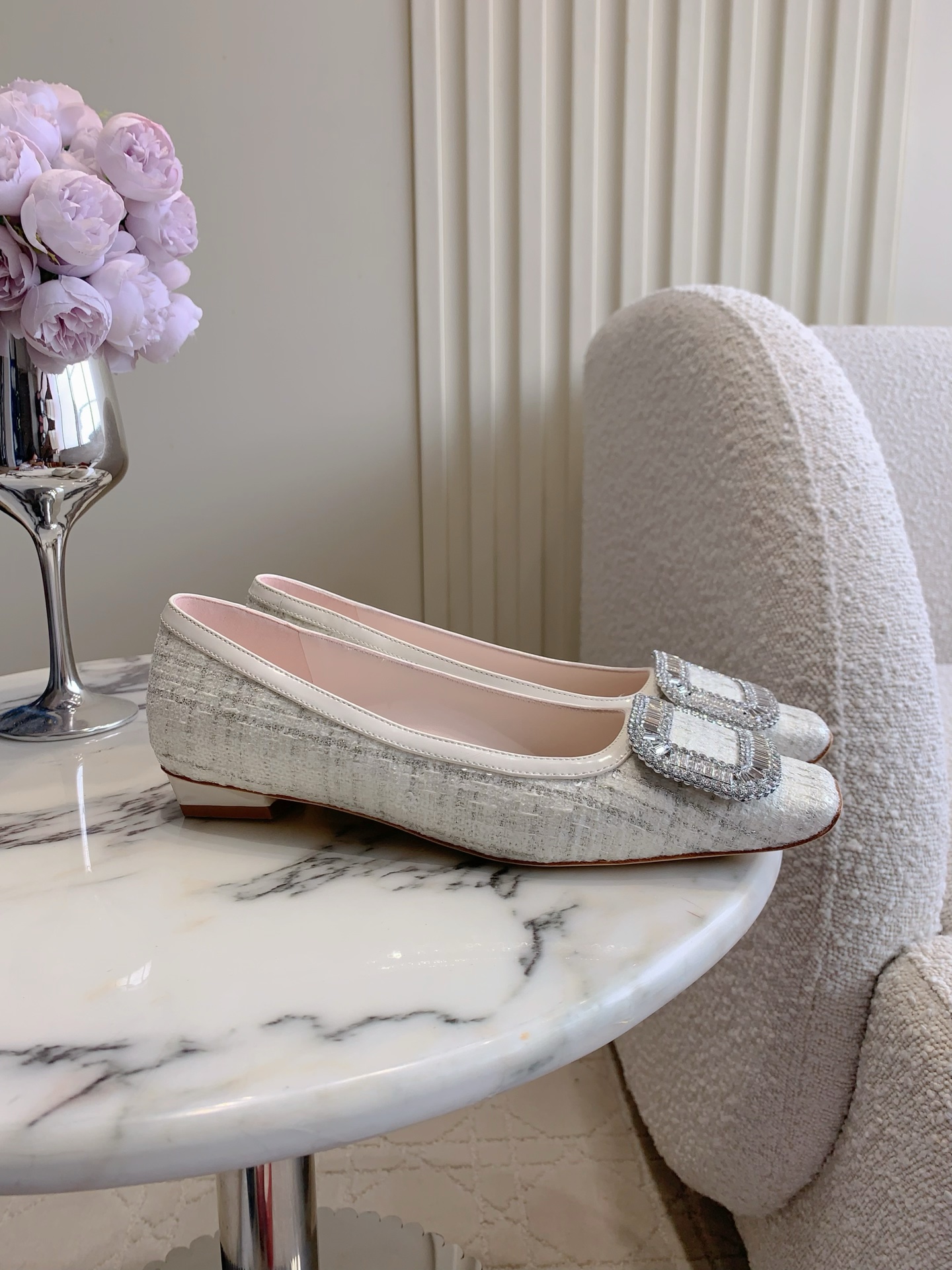Roger New Rhinestone buckle flats