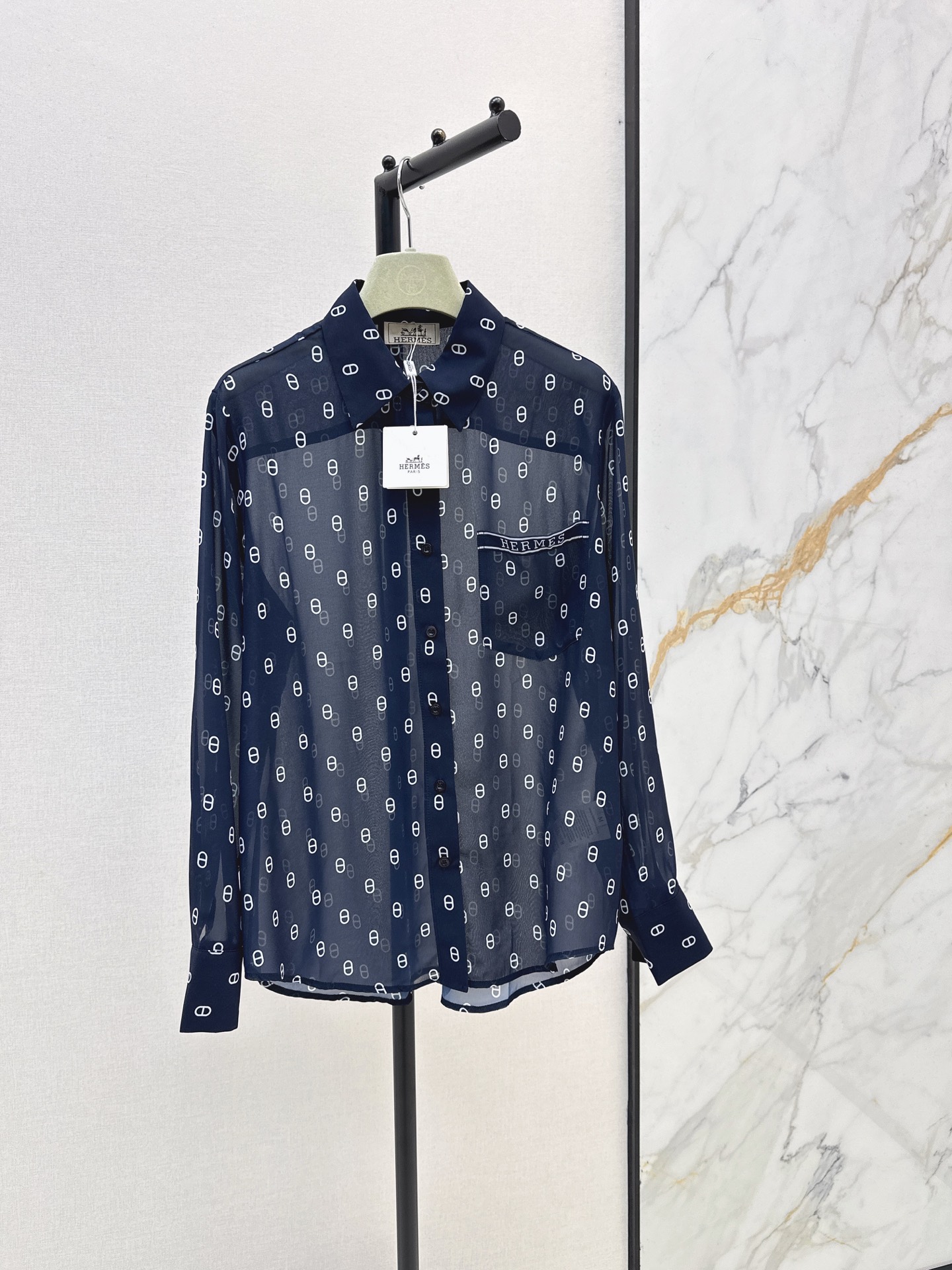 Herm New Printed Sheer Chiffon Shirt