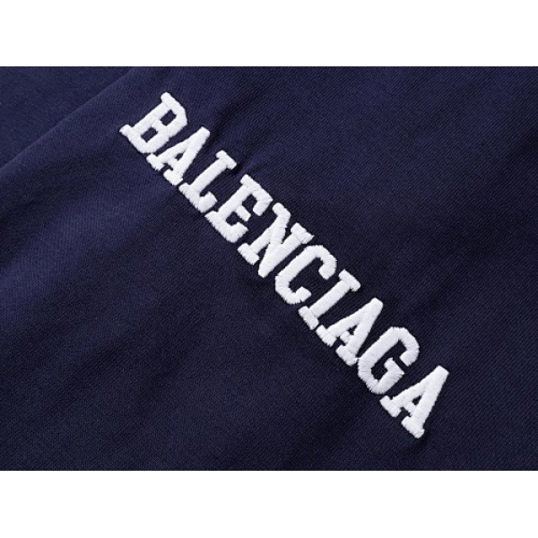Balenciaga Clothes 3B Silhouette Ribbed V-Neck Embroidered & Printed Long-Sleeve T-Shirt Black/Blue