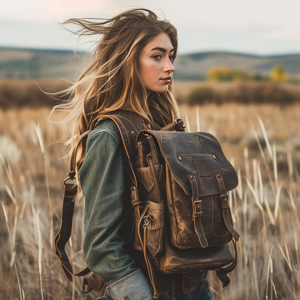 Handmade Western Style Multi-Pocket Rucksack for Women