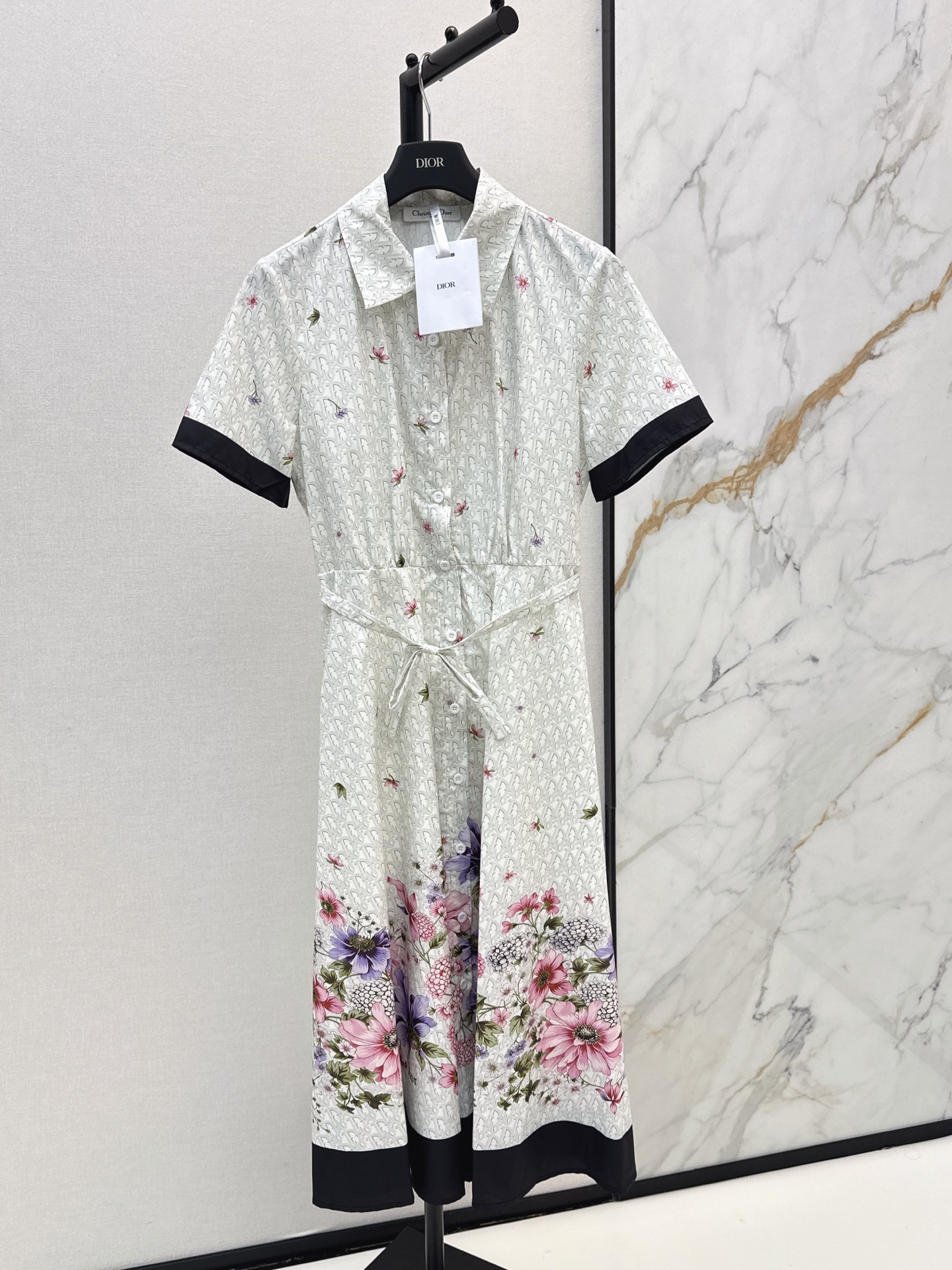 CD New Floral Print Short Sleeve Shirt Dress