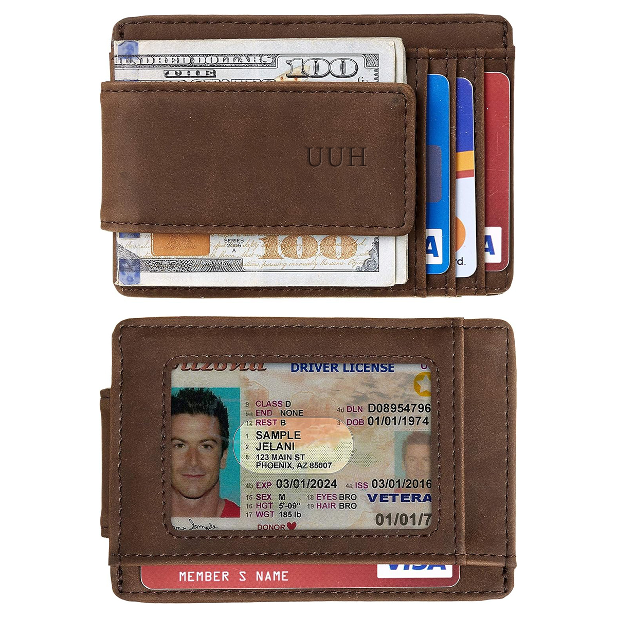 UUH- Red Slim Wallet Mens Wallets with ID Window