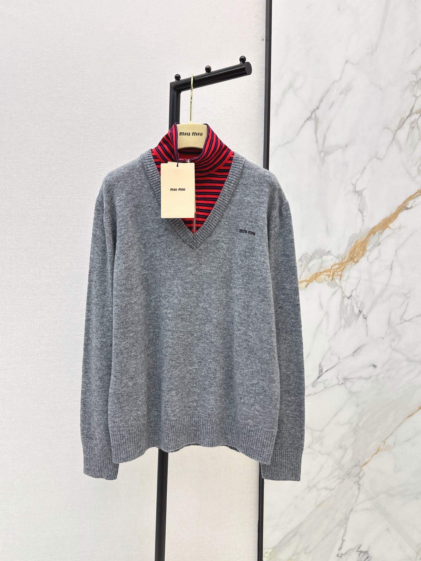 Miu New Retro Faux Two-Piece Sweater