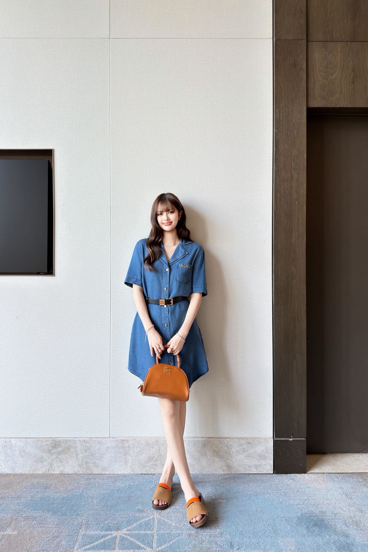 Miu New belted denim dress