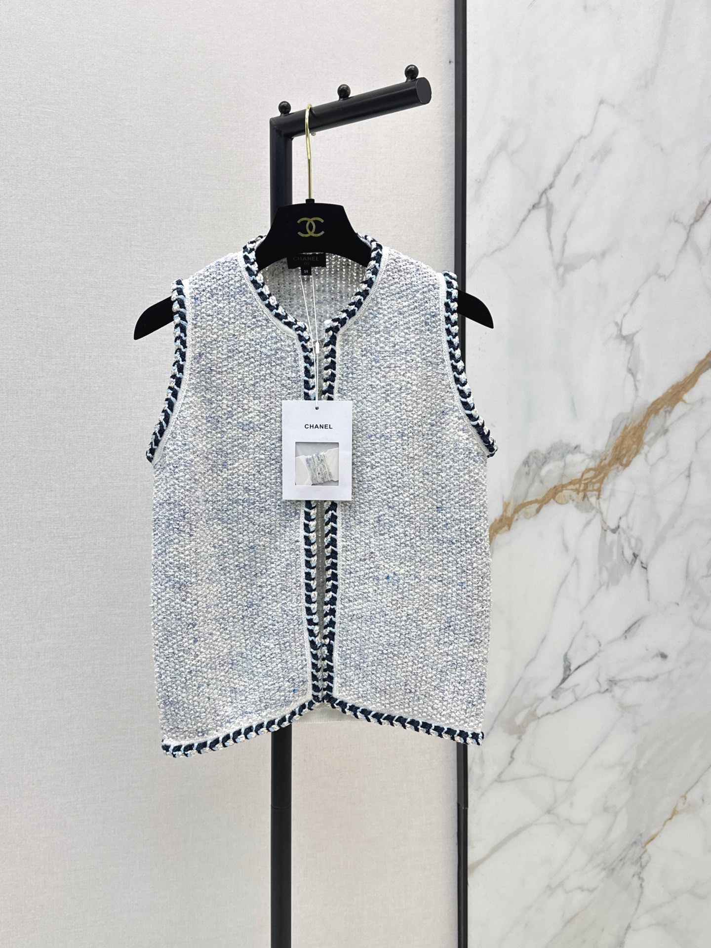 Chan New Twisted Braid Edged Knit Vest