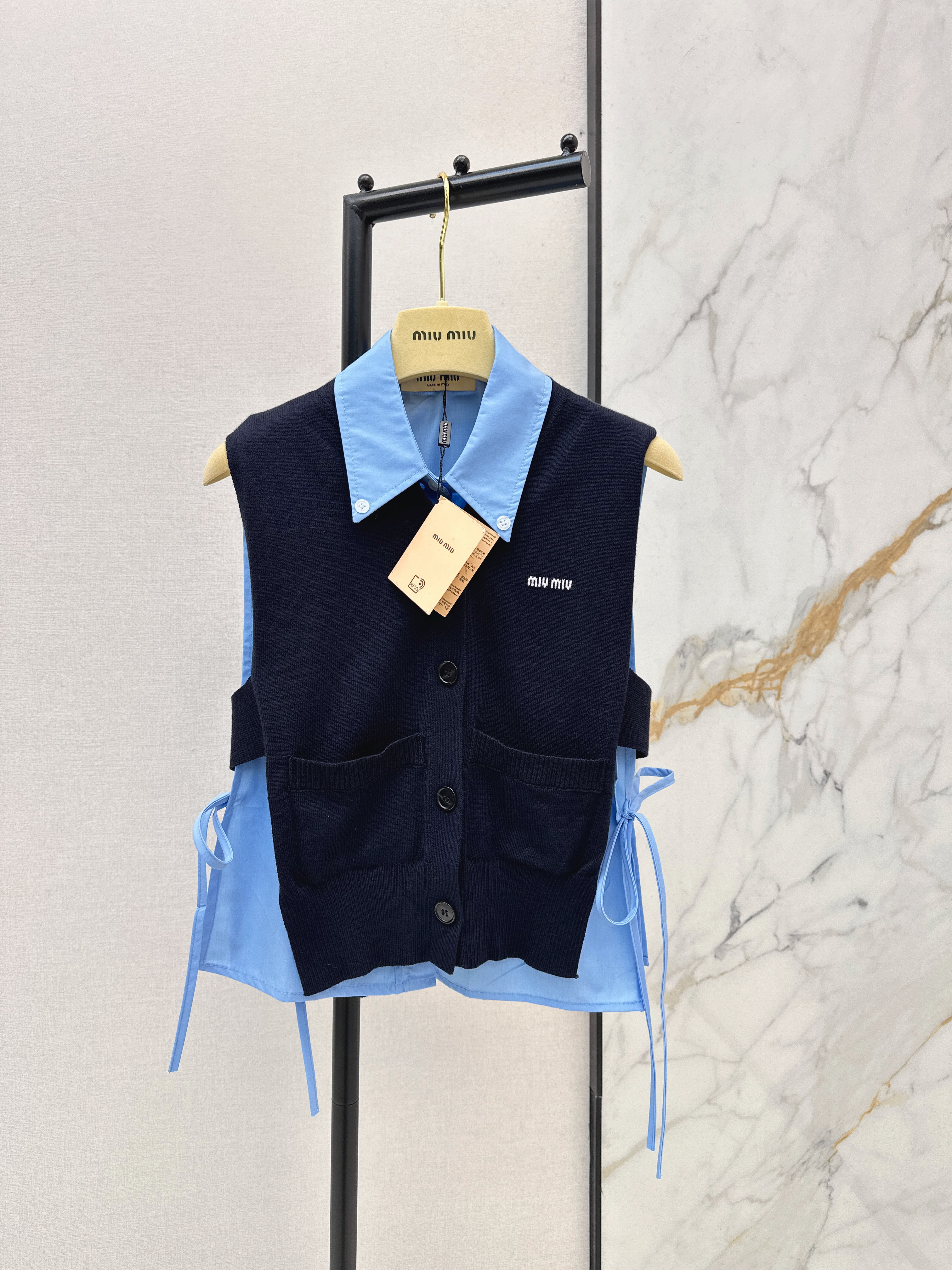 Miu New knit vest sleeveless shirt set