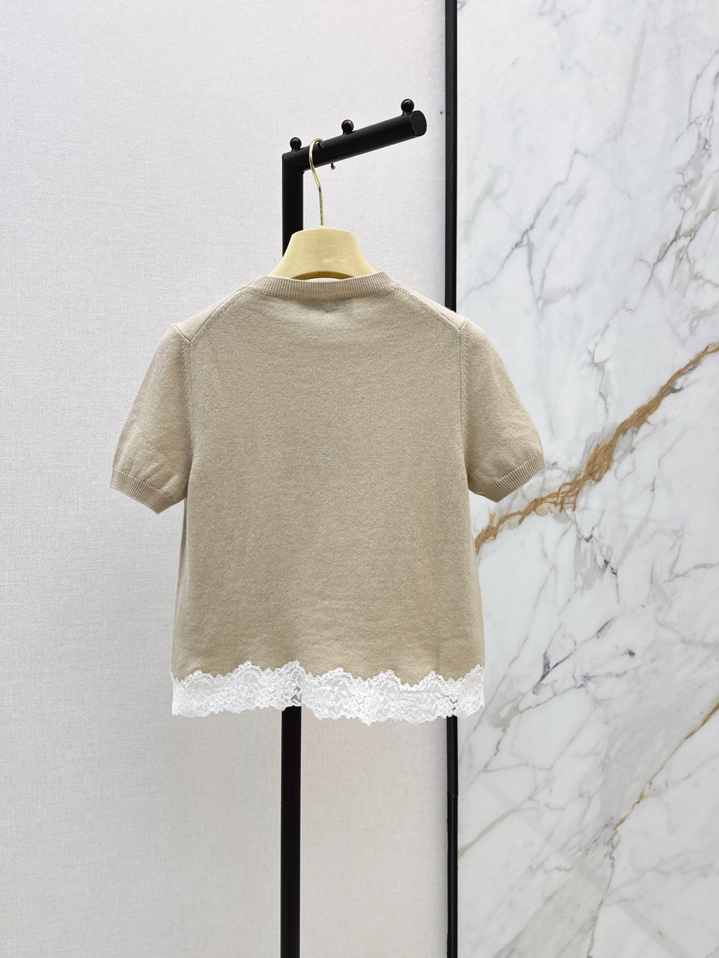 Miu New Spliced lace knitwear