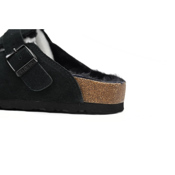Birkenstock Boston Shearling Suede Leather Black 259881