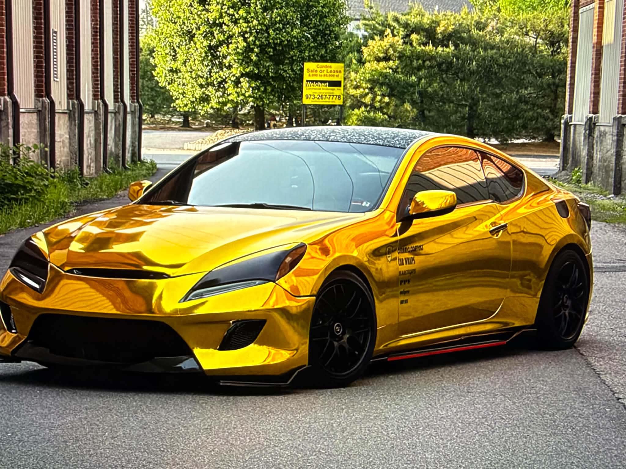5FT x 60FT PET glossy black vinyl wrap Sticker + 5FT x 15FT glossy gold mirror chrome Sticker