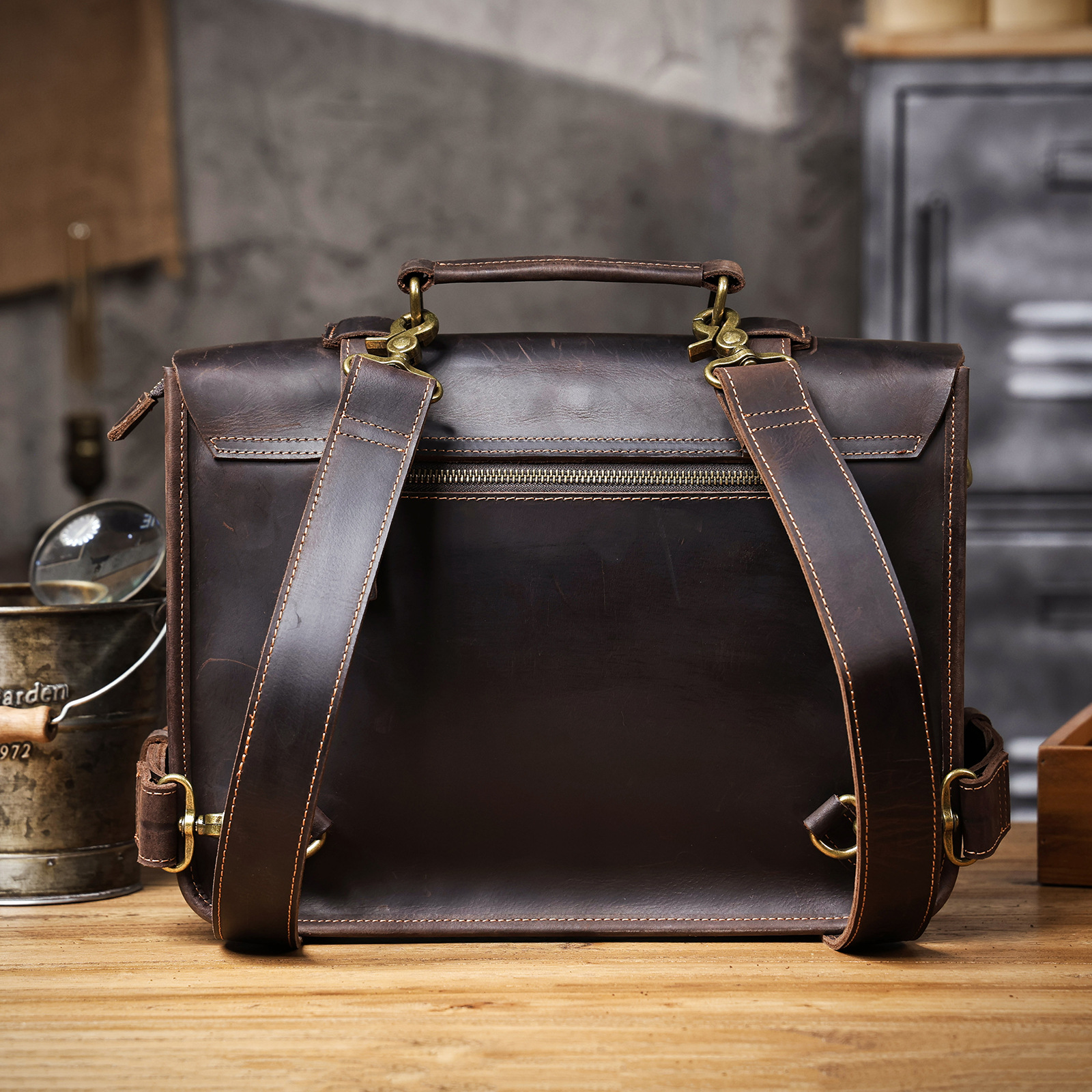 Vintage Dark Brown Leather Messenger Bag - Timeless Heritage for Urban Professionals