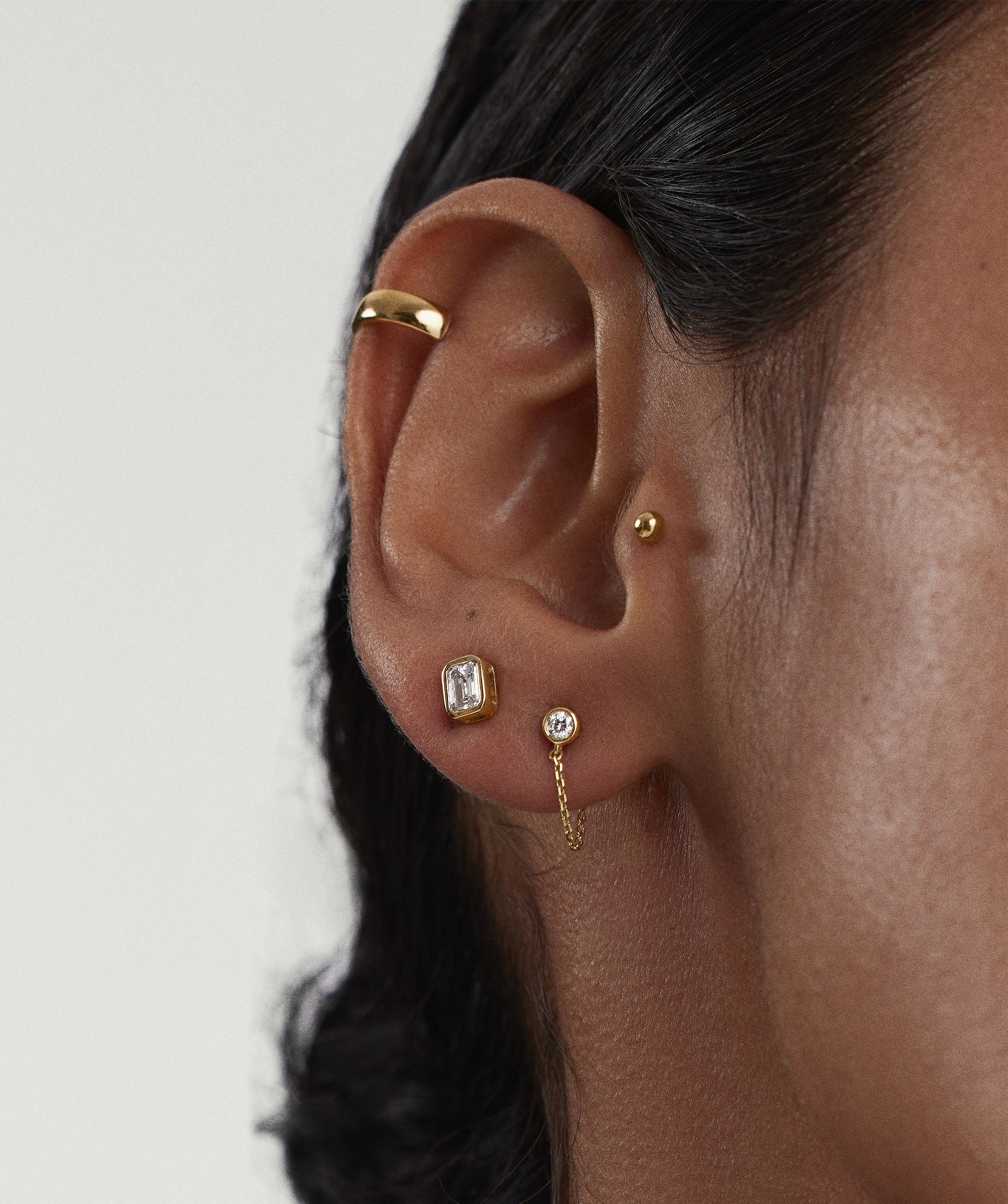 Single Lab Grown Diamond Round Chain Stud