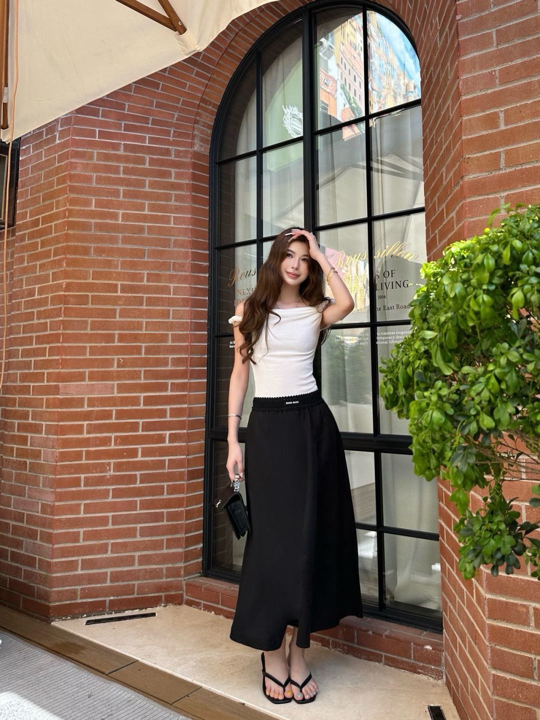 Miu New patchwork waistband skirt