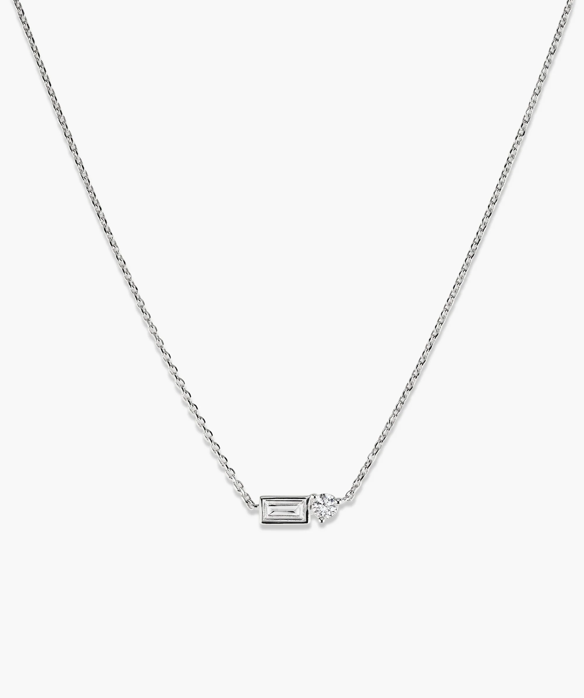 Lab Grown Sapphire Baguette Round Necklace