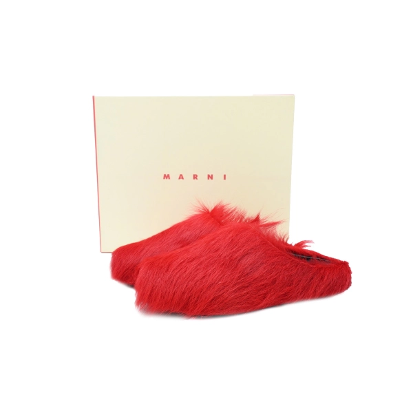 Marni Long-hair Calfskin Fussbett Sabot Red SBMS004601P412200R66