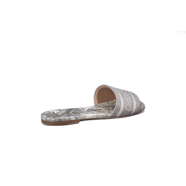 Dior Dway Slide Gray Toile de Jouy Embroidered Cotton KCQ209TJE_S21G