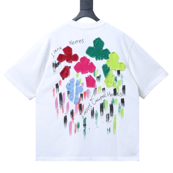 Chrome Hearts  26SS Heavyweight Floral Patch Embroidered Crew Neck T-Shirt white