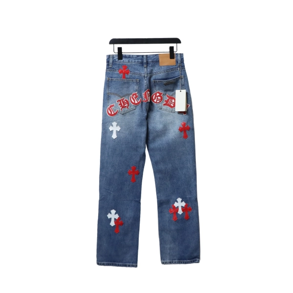 Chrome Hearts Miami Art Basel White Red Cross Patch Jeans