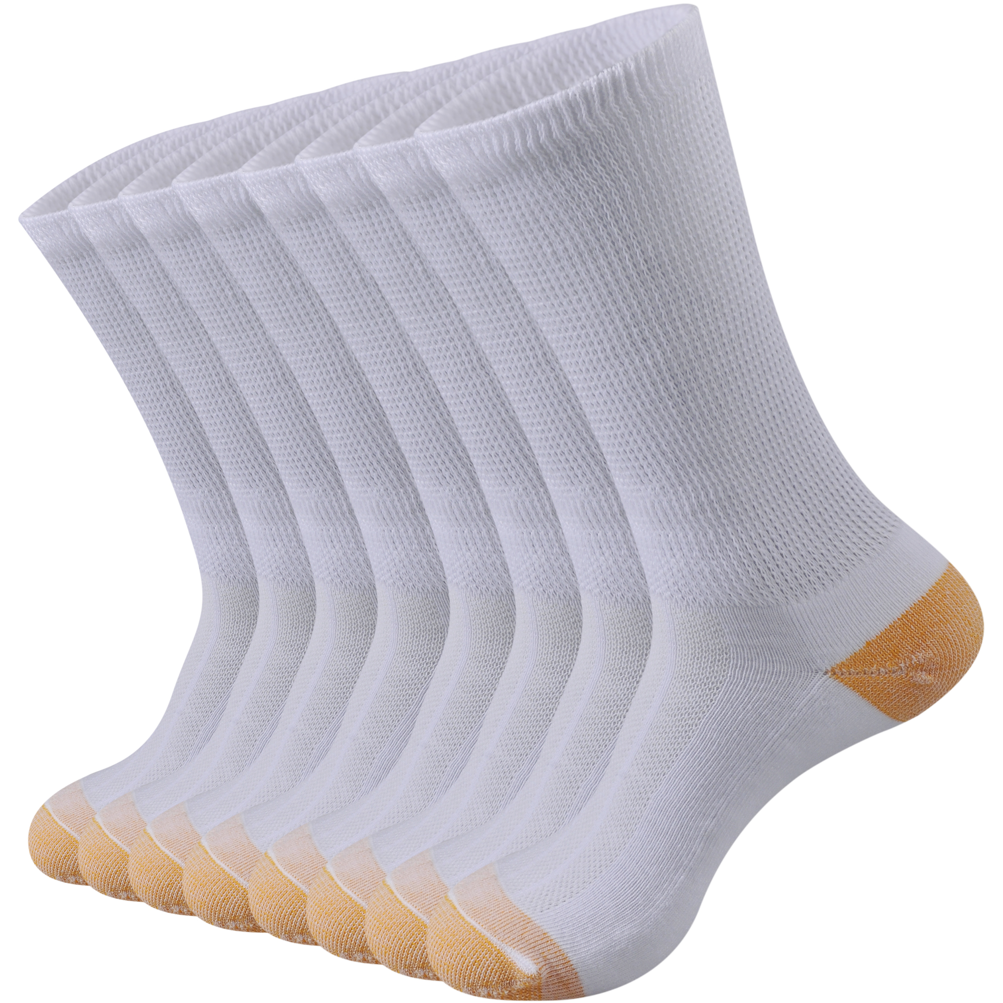 ECOEY Copper Ion Diabetic Socks for Men, Cotton Circulator Socks Non-Bonding Loose Wide Top, Crew Length 9-11 10-13