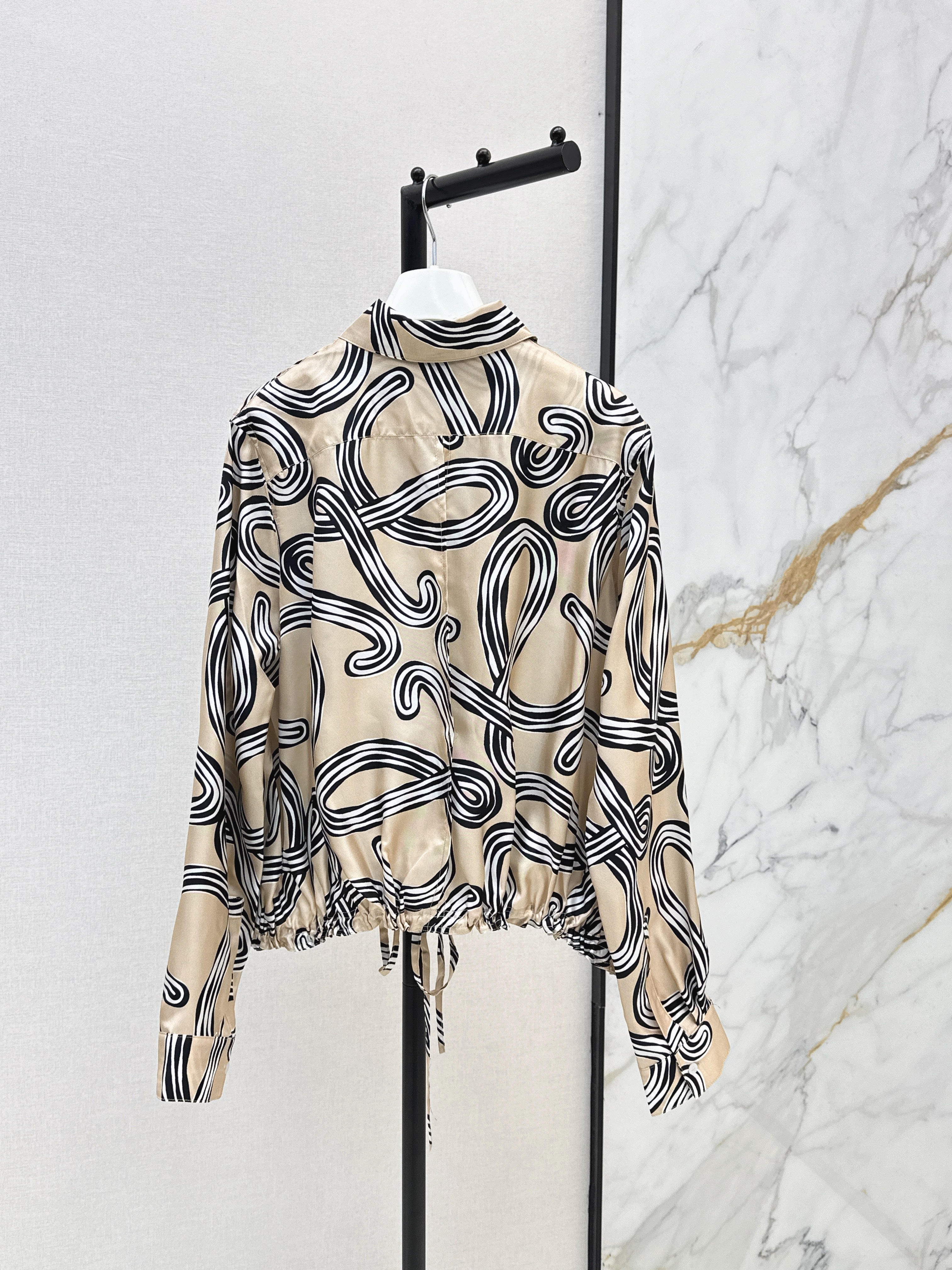 Loe New Printed silk drawstring shirt