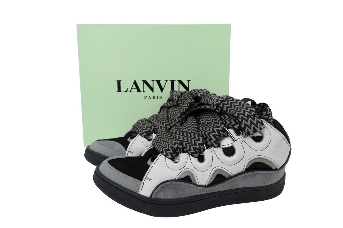 Lanvin Curb Sneakers Black White and Gray
