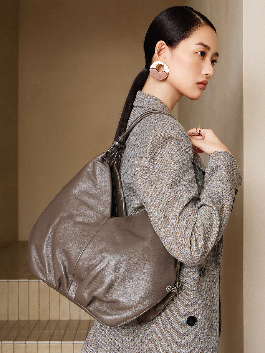 Green Oversized Slouchy Leather Hobo Bag for Women