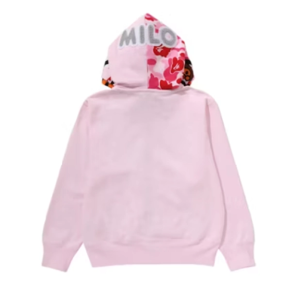 BAPE  Milo Shark Full Zip Double Hoodie Hoodie (Silver Font Milo) Pink