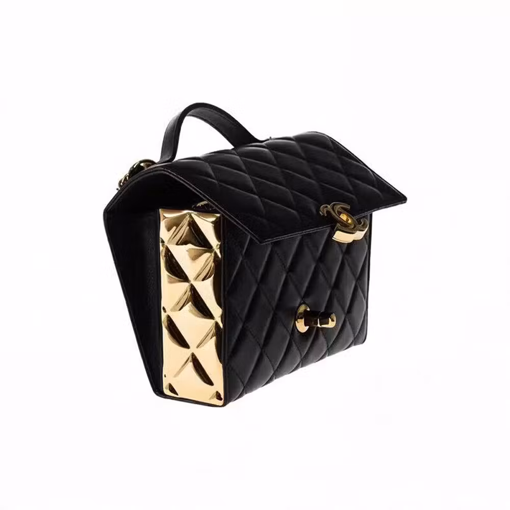 Chanel (CHANEL) women's bag 21K gold buckle leather chain diamond plaid sheepskin ladies shoulder portable slung difference bag black AS2796-B06687-94305 length 17.5cm * width 5.5cm * height 12.5cm