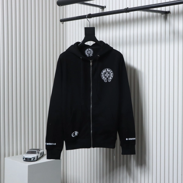 Chrome Hearts  Cuffs Sanskrit Printed Zipper Jacket Black
