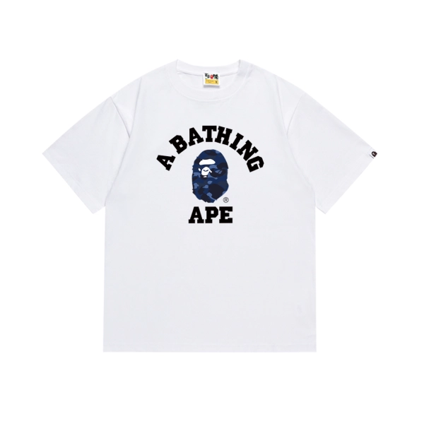 BAPE Sand Camo College T-shirt White-Navy/ Black-Navy
